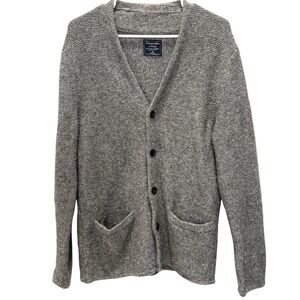 Abercrombie & Fitch Wool Blend Gray Cardigan M Button Front Academia Preppy Knit